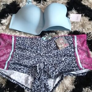Panty and bras set black fuchsia auden
